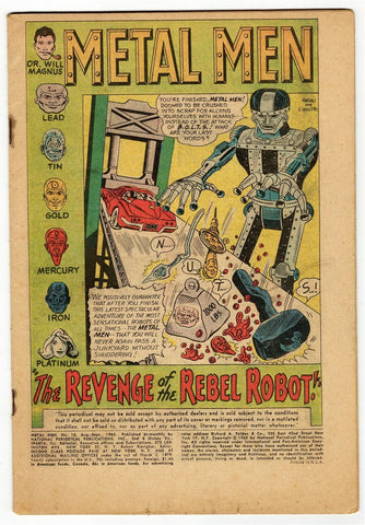 Metal Men #15 ORIGINAL Vintage 1965 DC Comics (Coverless)