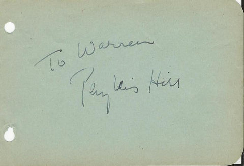 Phyllis Hill Hand Signed Vintage Album Page