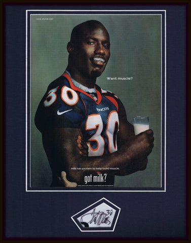 Terrell Davis Signed Framed 11x14 ORIGINAL 1999 Got Milk Advertisement Display