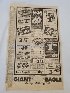 VINTAGE 1975 Giant Eagle Supermarket Full Page Newspaper Advertisement