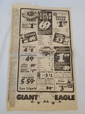 VINTAGE 1975 Giant Eagle Supermarket Full Page Newspaper Advertisement