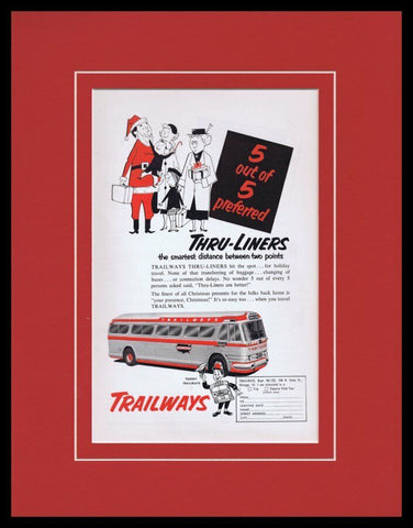 1953 Trailways Thru Liners Framed 11x14 ORIGINAL Vintage Advertisement