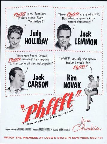 Phffft 1954 ORIGINAL Vintage 9x12 Industry Ad Kim Novak Jack Lemmon