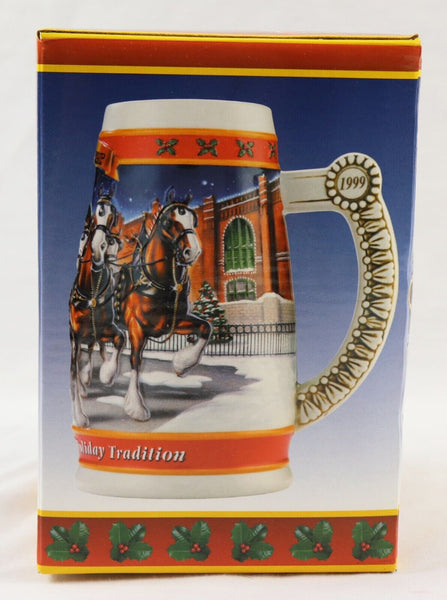 VINTAGE 1999 Budweiser Beer Holiday Ceramic Stein