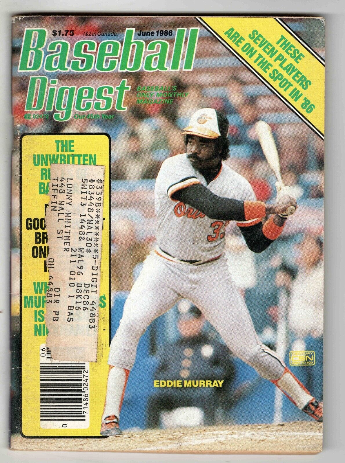 June 1986 Baseball Digest Magazine Eddie Murray Orioles