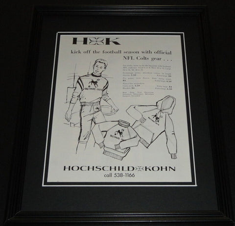 1968 Hochschild Kohn Baltimore Colts Gear 11x14 Framed ORIGINAL Advertisement 