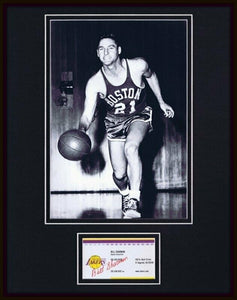 Bill Sharman Signed Framed Business Card & Photo Display Lakers Celtics