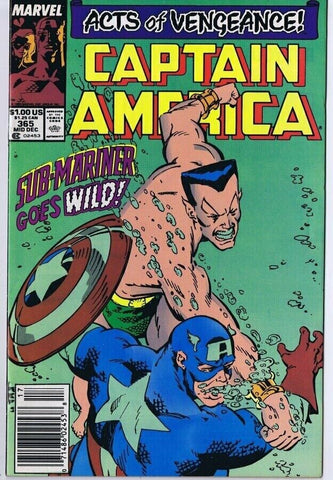 Captain America #365 ORIGINAL Vintage 1989 Marvel Comic Book Sub Mariner