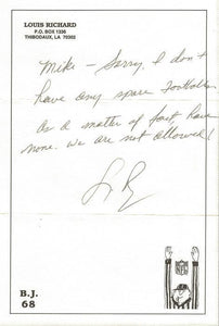 Louis Richard Signed Handwritten Letter NFL Back Judge