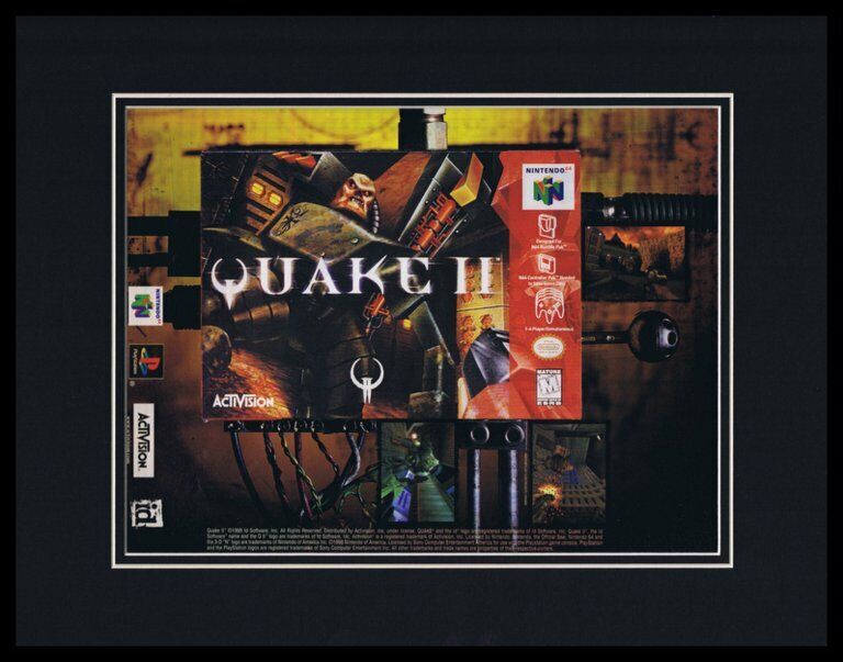 Quake II 1999 Nintendo N64 Framed 11x14 ORIGINAL Advertisement