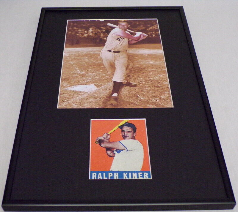 Ralph Kiner 12x18 Framed Photo + 1948 Leaf Reprint Card Display Pirates