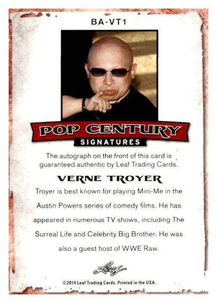 2014 Leaf Pop Century Verne Troyer Certified Autograph Austin Powers Mini Me