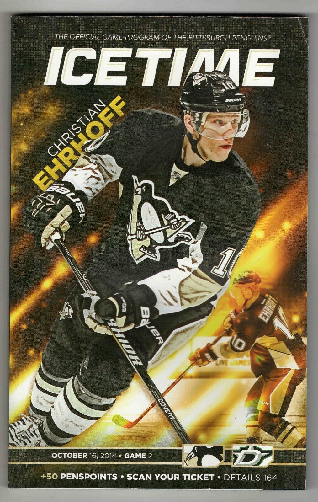 Oct 16 2014 Stars @ Penguins Program Sidney Crosby Goal