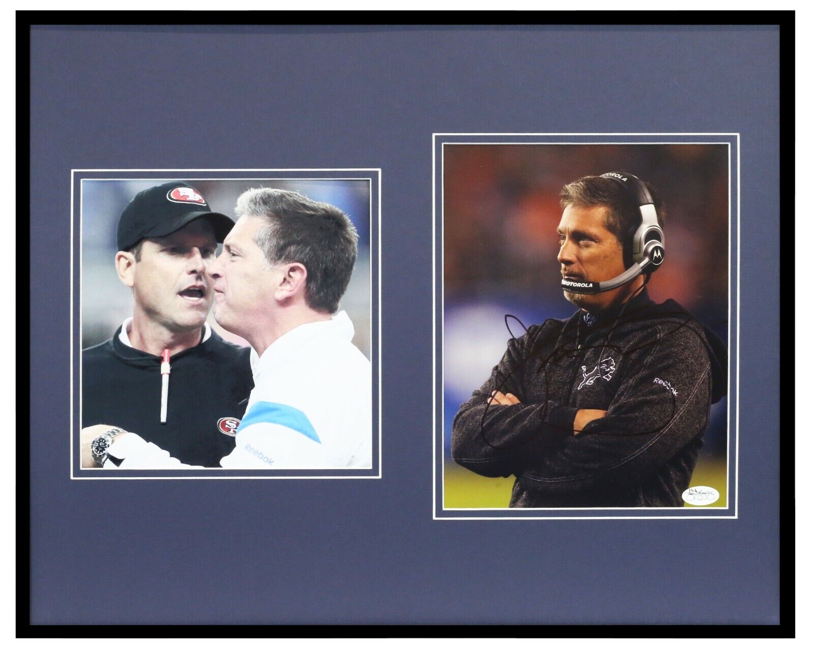 Jim Schwartz Signed Framed 16x20 Photo Poster Display JSA Fight vs Jim Harbaugh