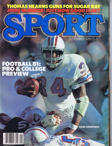 ORIGINAL Vintage Sep 1981 Sport Magazine Earl Campbell Oilers