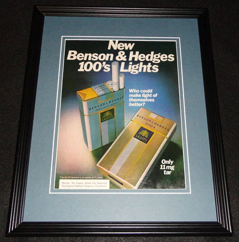 1978 Benson & Hedges 100s Lights Cigarettes Framed 11x14 ORIGINAL Advertisement