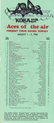 KDKA 1020 Pittsburgh VINTAGE August 1 1966 Music Survey Rolling Stones Lady Jane