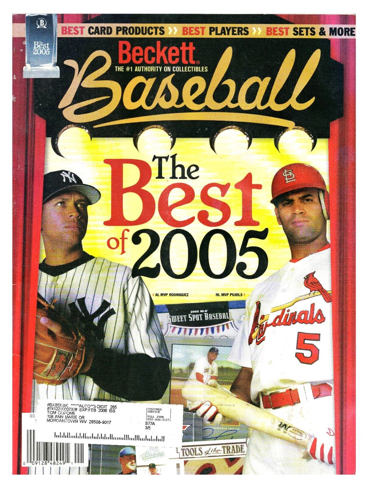 Best of 2005 Beckett Baseball Magazine Albert Pujols Alex Rodriguez