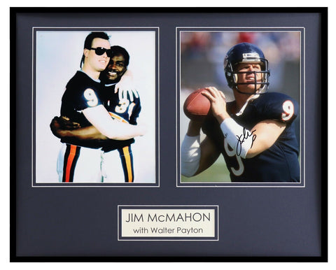 Jim McMahon Signed Framed 16x20 Photo Display w/ Walter Payton Bears