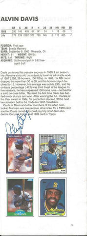 Alvin Davis Signed Baseball Book Page Mariners