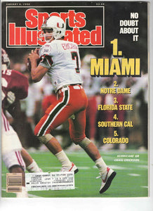 Jan 8 1990 Sports Illustrated Magazine Craig Erickson Miami