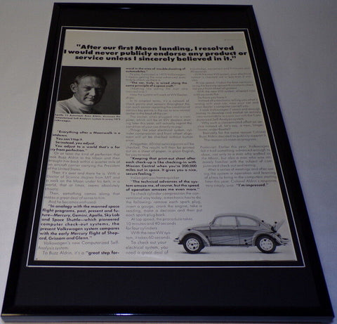 Buzz Aldrin 1972 Volkswagen Framed 11x17 ORIGINAL Vintage Advertisin​g Poster 