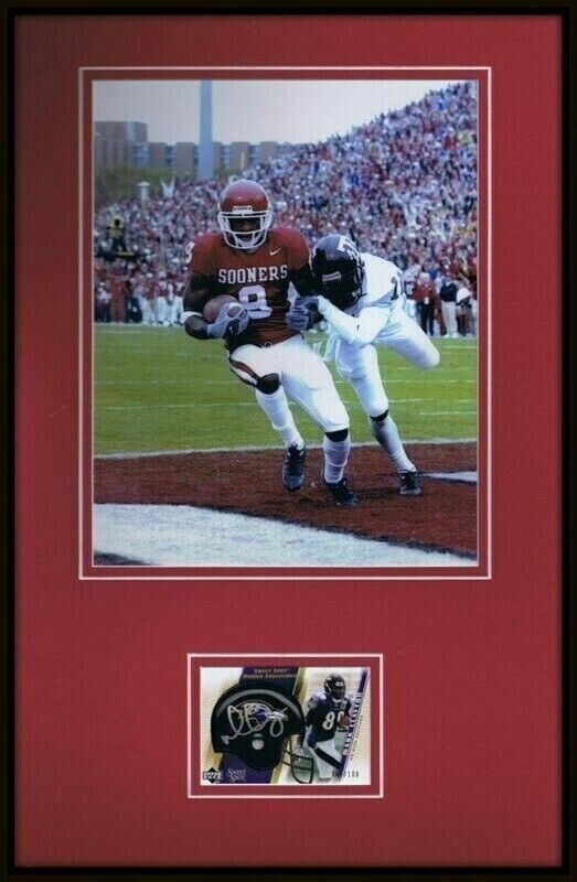 Mark Clayton Signed Framed Rookie Card & Photo Display UDA Oklahoma Ravens