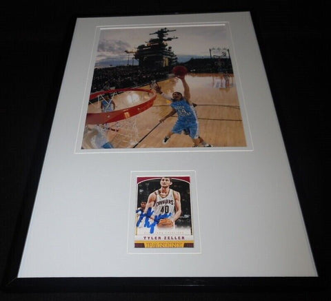 Tyler Zeller Signed Framed 11x17 Photo Display North Carolina on USS Carl Vinson