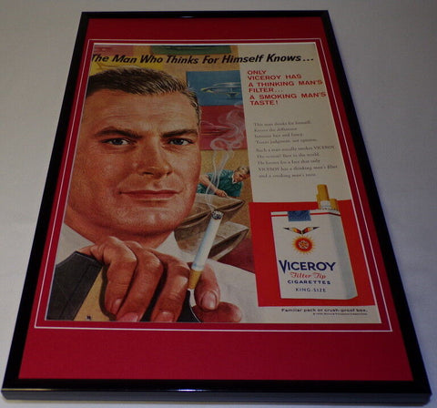 1958 Viceroy Cigarettes Framed 11x17 ORIGINAL Vintage Advertising Poster