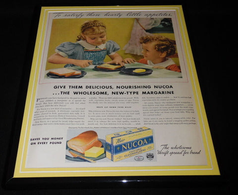 1937 Nucoa Margarine Framed 11x14 ORIGINAL Vintage Advertisement