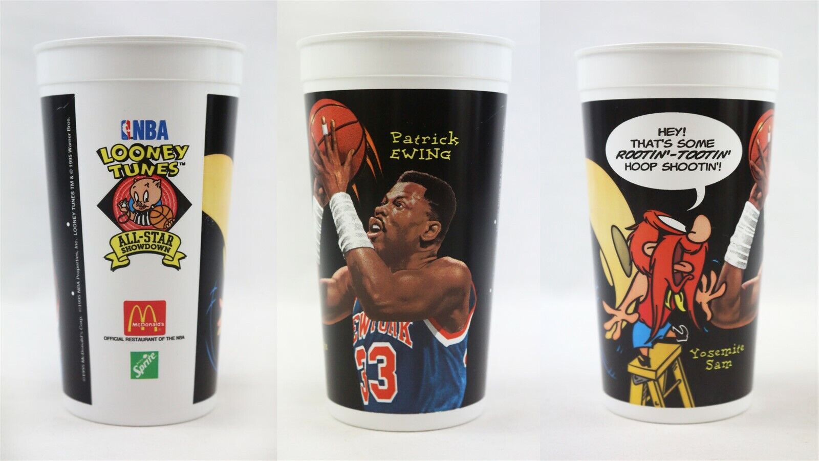 VINTAGE 1995 McDonald's Sprite Patrick Ewing / Yosemite Sam Large Plastic Cup 