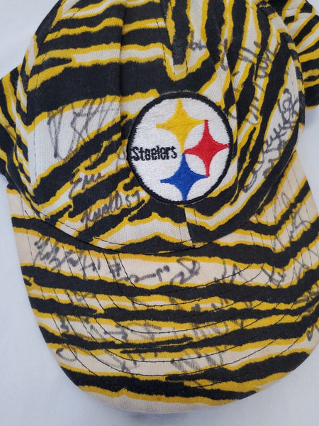 1996 Pittsburgh Steelers Team Signed AJD Zubaz Cap Hat Justin Strzelczyk