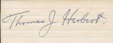 Thomas J. Herbert Signed Index Card 56th Governor of Ohio D. 1974 JSA