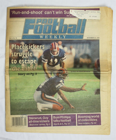  VINTAGE Nov 25 1990 Pro Football Weekly Scott Norwood Bills