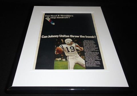 Johnny Unitas 1968 Head & Shoulders 11x14 Framed ORIGINAL Vintage Advertisement 