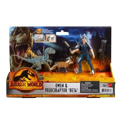 NEW SEALED 2022 Jurassic World Dominion Owen and Velociraptor Beta Figure Set