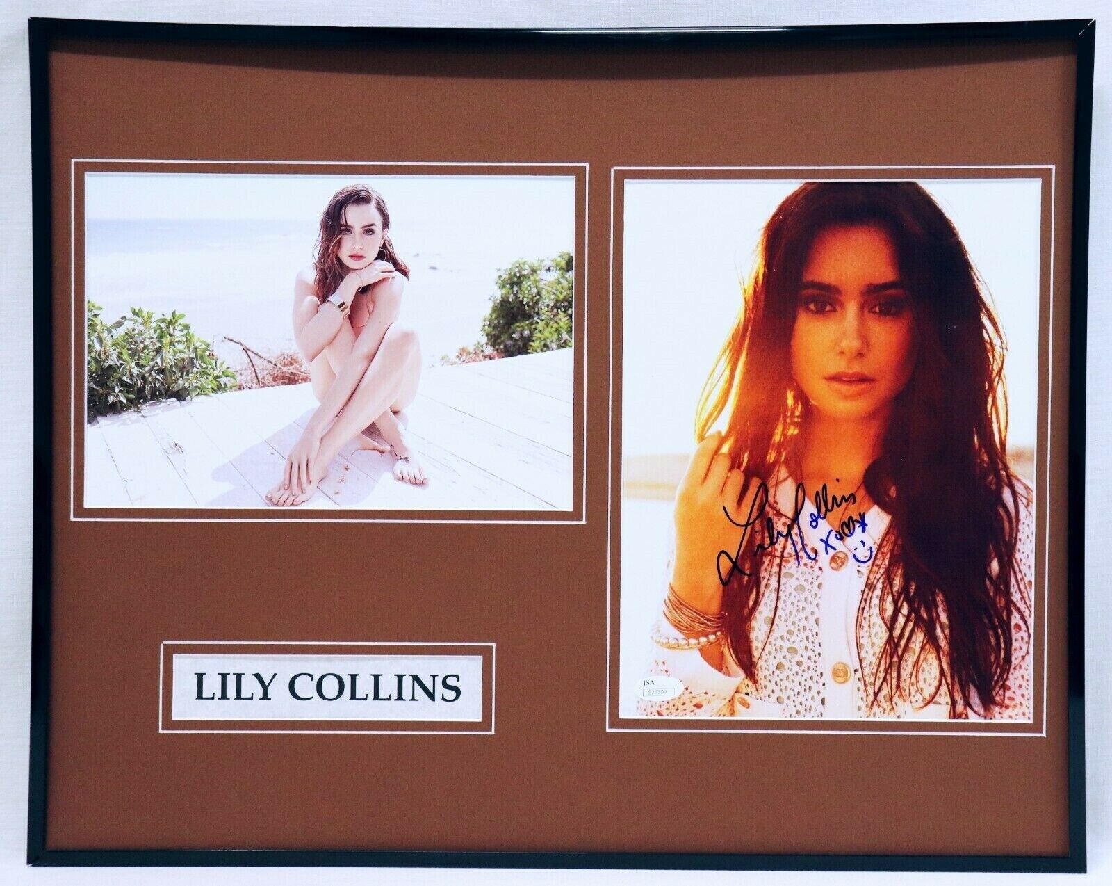 Lily Collins Signed Framed 16x20 Photo Set JSA