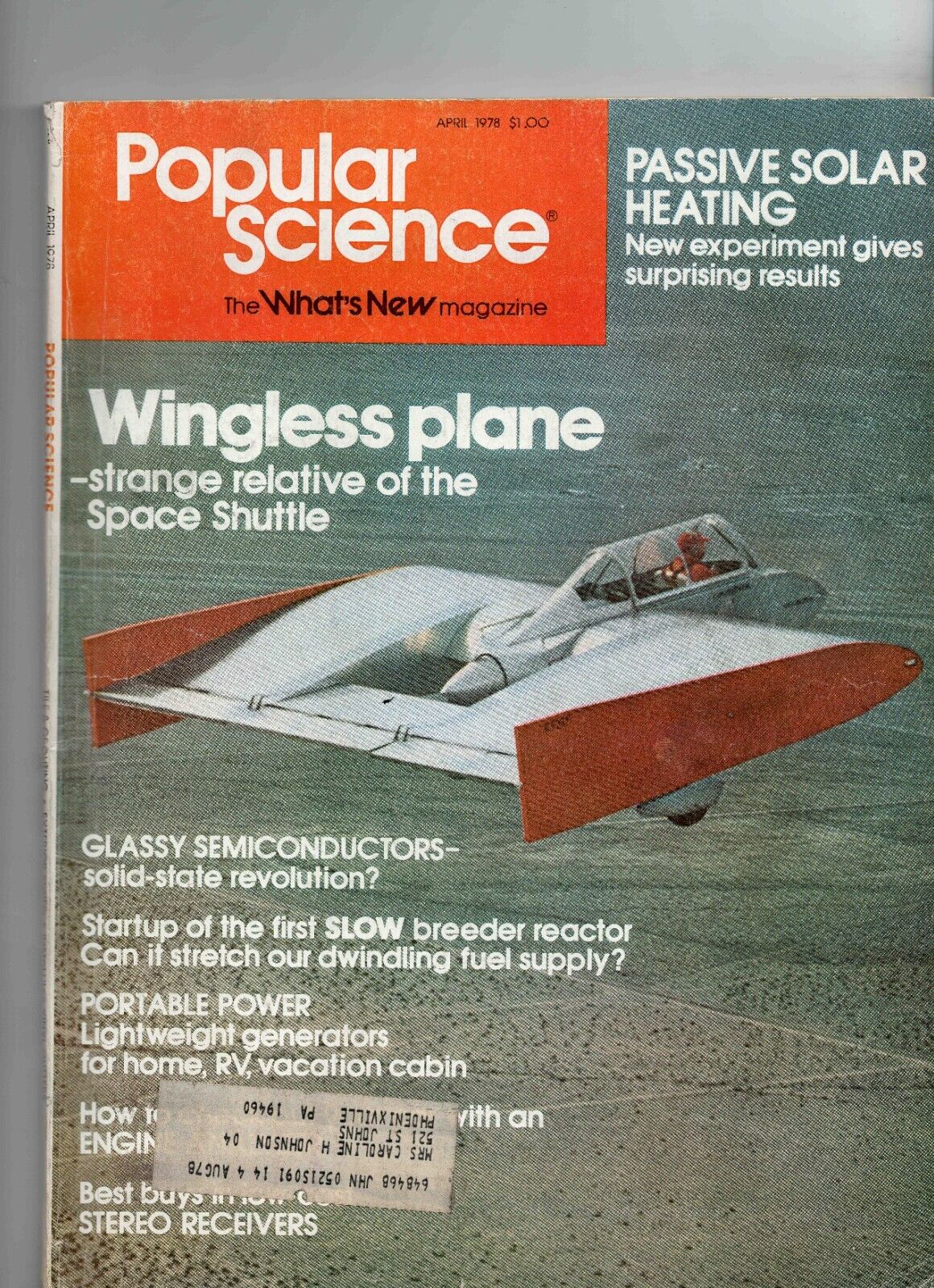 VINTAGE Apr 1978 Popular Science Magazine Wingless Plane