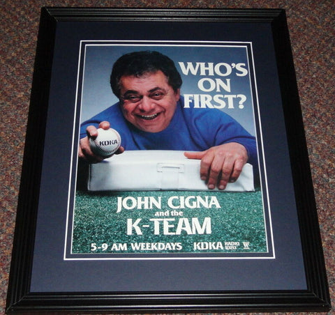 1991 John Cigna KDKA Pgh Pirates Framed 11x14 ORIGINAL Vintage Advertisement