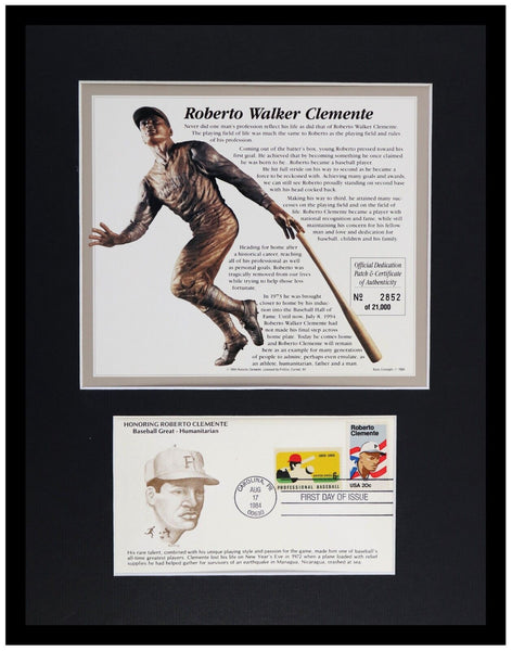 Roberto Clemente Framed 11x14 First Day Issue 1984 Display Pirates