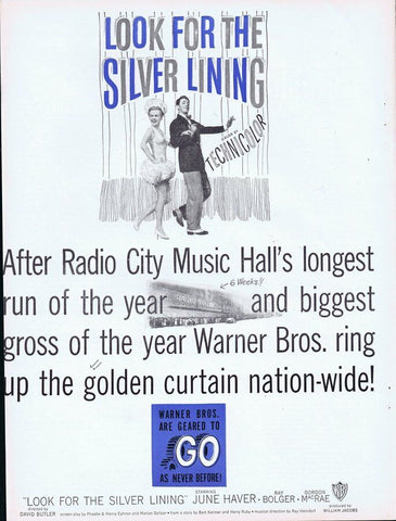 1949 Look for the Silver Lining ORIGINAL Vintage 9x12 Industry Ad June Haver