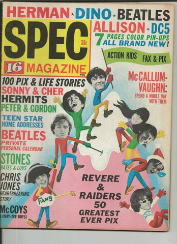 ORIGINAL Vintage Winter 1966 Spec 16 Magazine Beatles Rolling Stones Sonny Cher