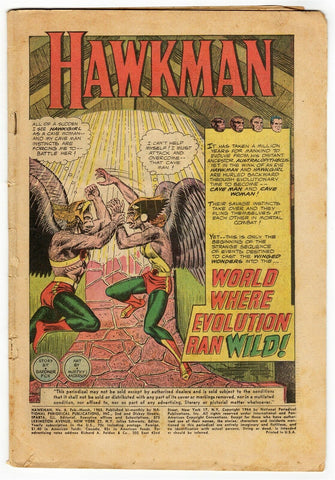 Hawkman #6 ORIGINAL Vintage 1965 DC Comics (Coverless)