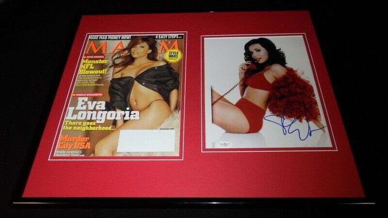 Eva Longoria Signed Framed 2006 Maxim Cover & Photo Set JSA 