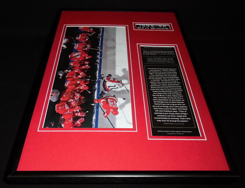 1995-96 Detroit Red Wings Team Overhead 12x18 Framed Photo Display 