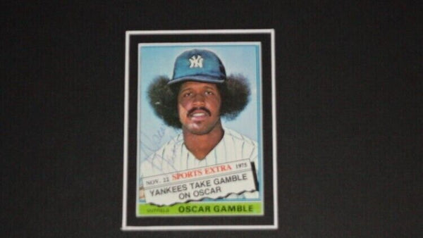 Oscar Gamble Signed Framed 11x17 Photo Display NY Yankees Indians