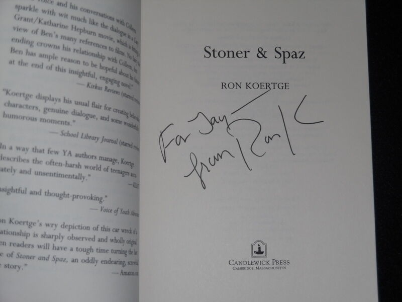 Ron Koertge Signed 2002 Stoner & Spaz Softcover Book