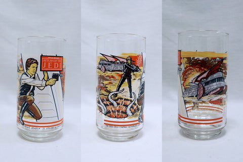 VINTAGE 1983 Burger King Star Wars Return of the Jedi Glass Han Solo Luke 