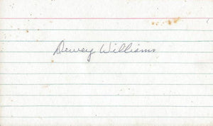 Dewey Williams Signed 3x5 Index Card JSA Cubs