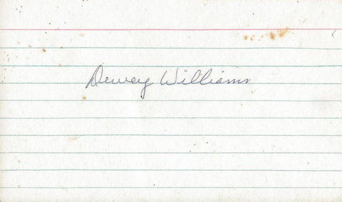 Dewey Williams Signed 3x5 Index Card JSA Cubs